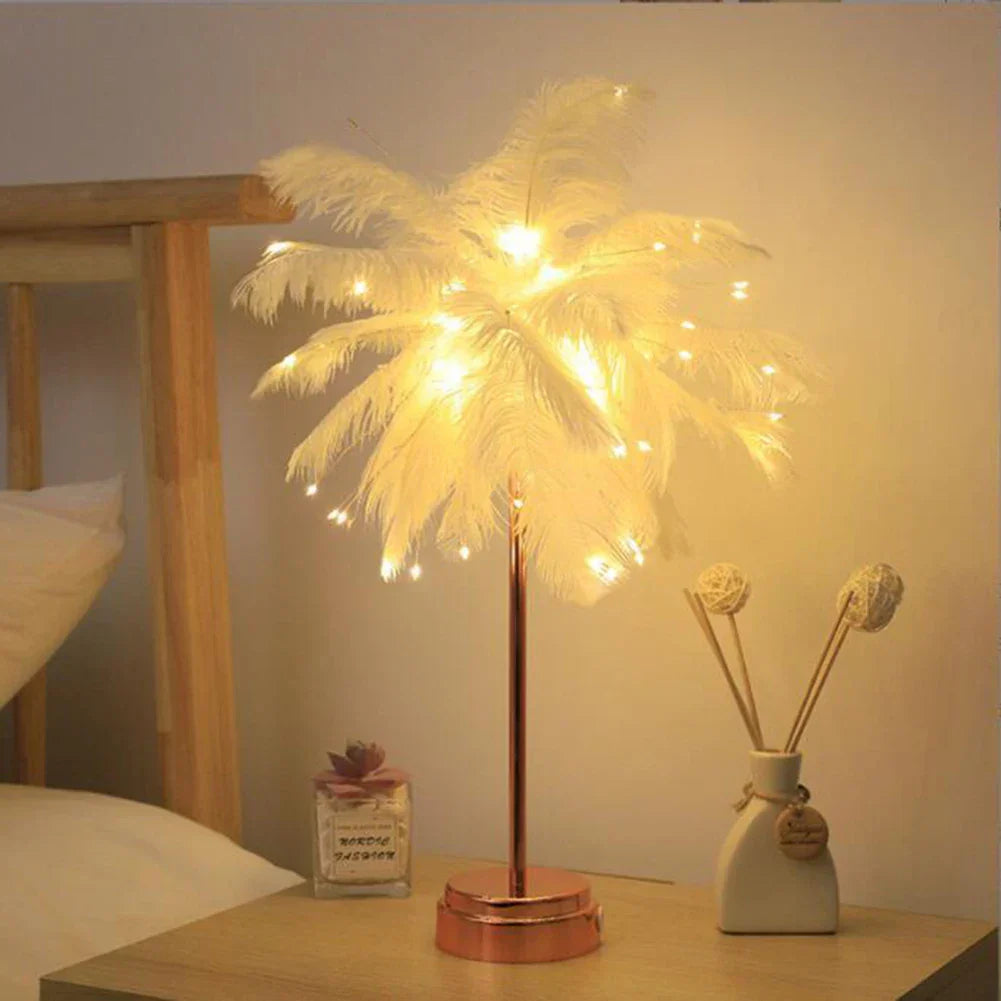 Hjemix | LED Vår Bordlampe Nattlys USB-drevet Fjernkontroll Nattbordlamper