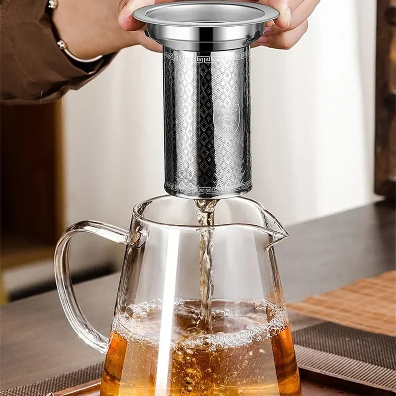 Hjemix | 450ml-950ml Varmeresistente Glass Tekanne – Rustfritt Stål Te-sil, Blomstekanne for Kung Fu Te-servise, Puer- og Oolong-te