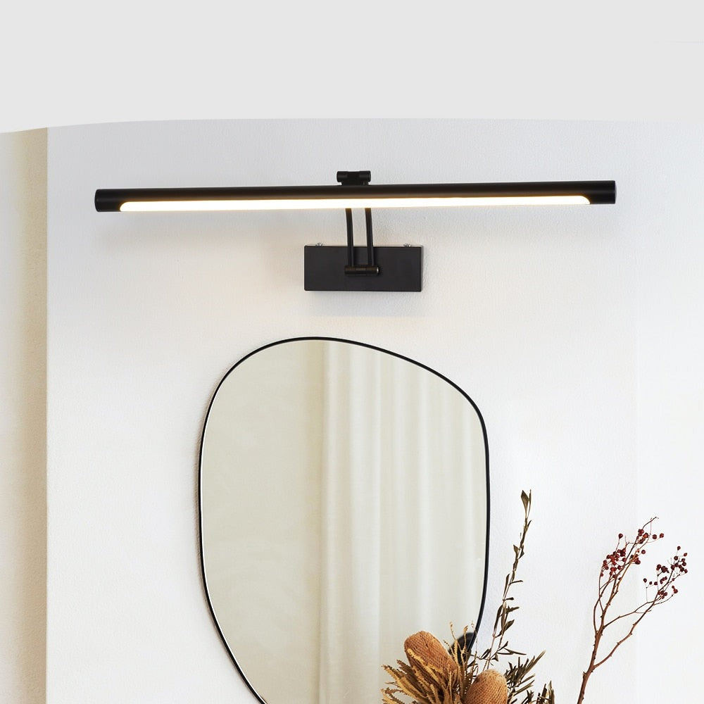 Hjemix | 80-100cm LED vegglampe - Moderne svart/sølv veggbelysning til badet, innvendig montert bilde lys