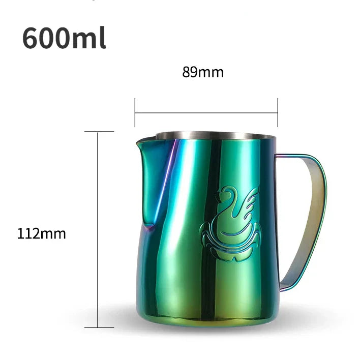 Hjemix | 600ml rustfritt stål kaffekanne melkeskummer kopp kremfremstiller espresso latte kunst verktøy elegant svane