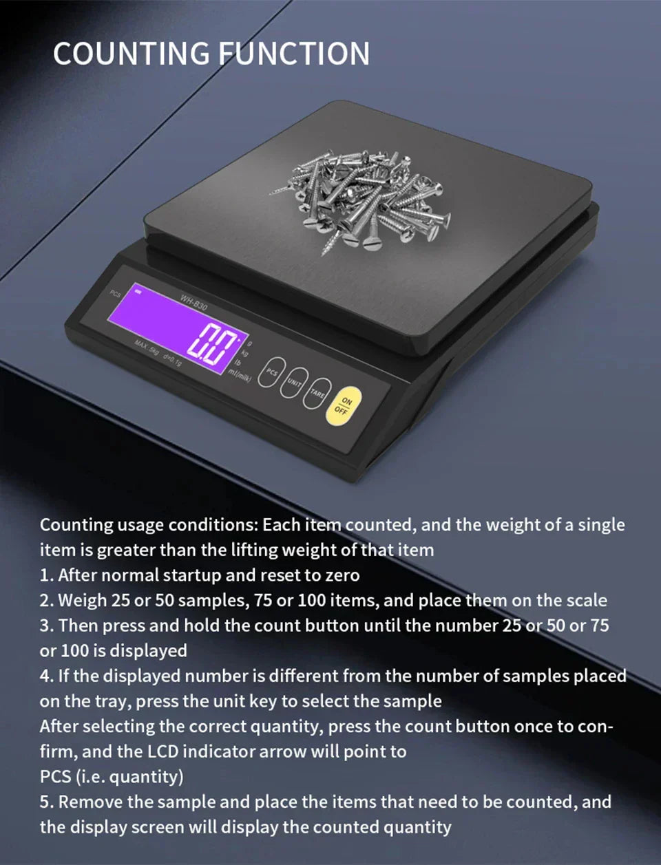 Hjemix | 5 kg/0.1 g og 10 kg/1 g digital elektronisk kjøkkenvekt, LCD-skjerm, helt vanntett rustfritt stål vektsverktøy for baking