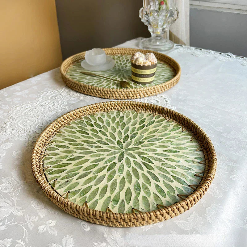 Hjemix | Lotus Leaf Rattan & Shell Fruktbolle Brett