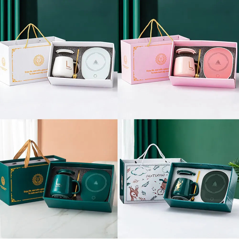 Hjemix | Smart keramisk krusvarmer koppunderlag varmepanel kaffioppvarming elektrisk krussett melk te oppvarming vann hjem kontor gave