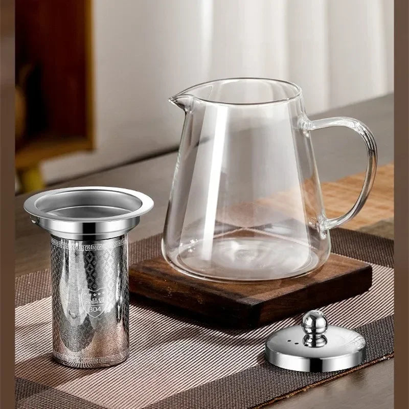 Hjemix | 450ml-950ml Varmeresistente Glass Tekanne – Rustfritt Stål Te-sil, Blomstekanne for Kung Fu Te-servise, Puer- og Oolong-te