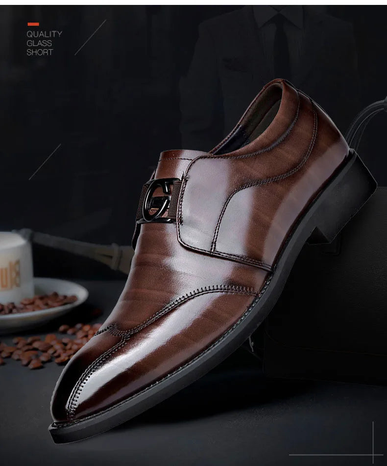 Hjemix | Herresko i lær Stilige herresko Spisse Oxford bryllups lær herresko Gentlemans kontorsko