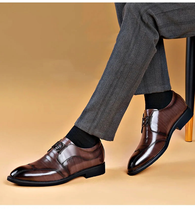 Hjemix | Herresko i lær Stilige herresko Spisse Oxford bryllups lær herresko Gentlemans kontorsko
