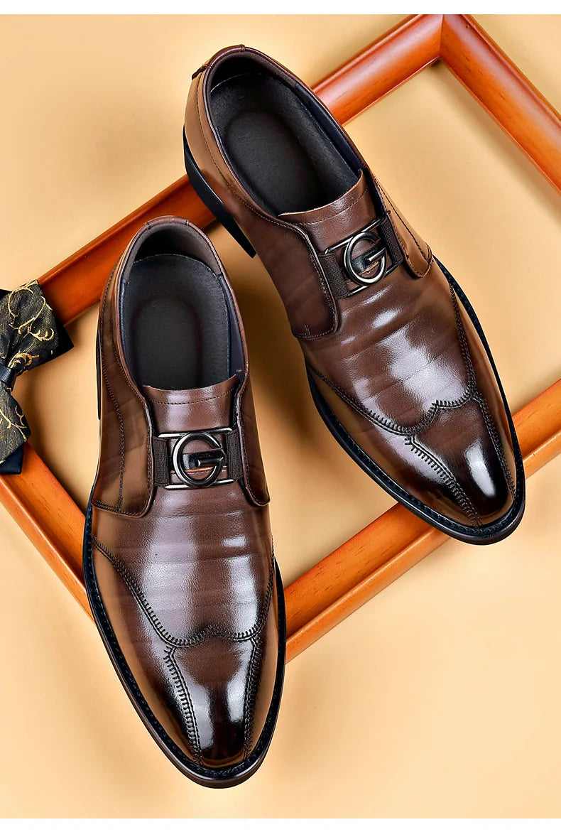 Hjemix | Herresko i lær Stilige herresko Spisse Oxford bryllups lær herresko Gentlemans kontorsko