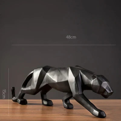 Hjemix | Panther Statue, Dyrefigur, Abstrakt Geometrisk Stil, Harpiks, Leopard Skulptur, Hjemmekontor, Skrivebord Dekorasjon, Håndverk