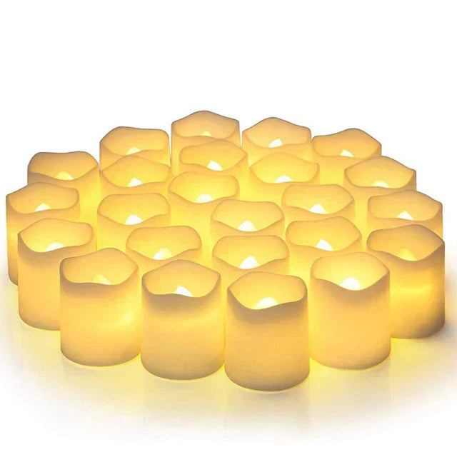 Hjemix | 24-delt sett LED-lys uten flamme – batteridrevet, realistisk flammeutseende, trygg og dekorativ for koselige kvelder