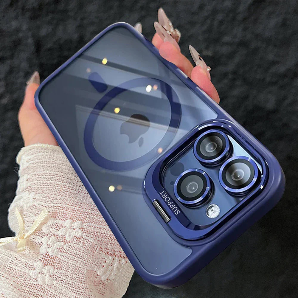 Hjemix | Støtsikker Magnetisk Magsafe Telefonveske Stativ Glass Linsebeskytter Deksel