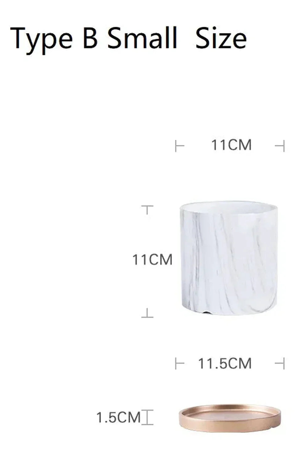 Hjemix | Marmor Gullblad Plantepotte Sett