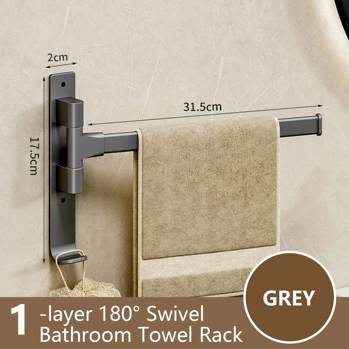 Hjemix | Håndklestang Rotbart Håndklestativ Plass Aluminium 1/2/3/4/5-Stang Håndkleholder Kjøkkenhylle Kjøkkenhanging Hylle Veggmontert