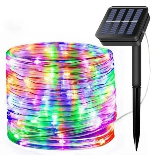 Hjemix | LED solcelle string lys - utendørs vanntette lys for jul, hage, plen, trær, gjerde og sti dekor