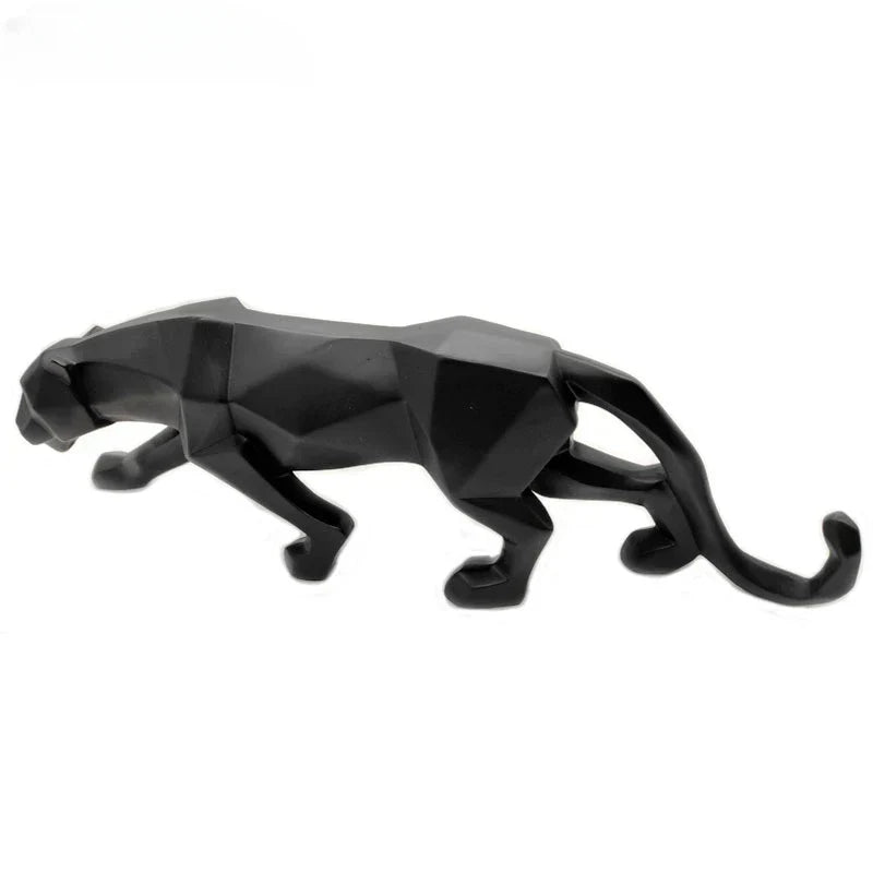Hjemix | Panther Statue, Dyrefigur, Abstrakt Geometrisk Stil, Harpiks, Leopard Skulptur, Hjemmekontor, Skrivebord Dekorasjon, Håndverk