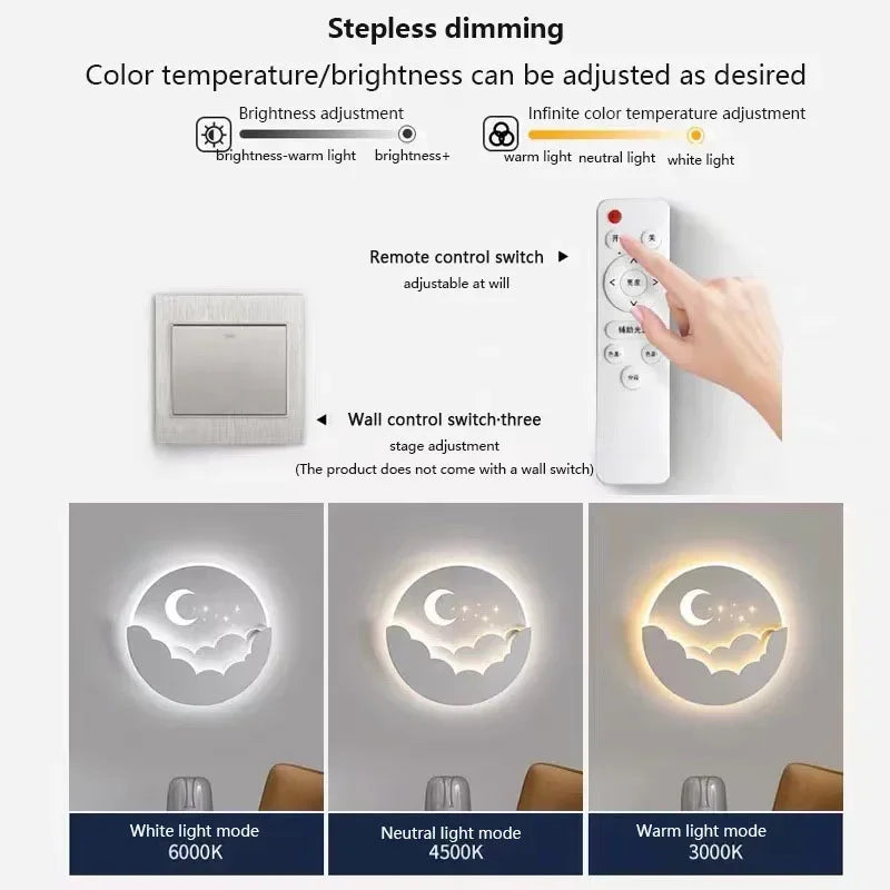 Hjemix | LED vegglampe med måne og stjerner