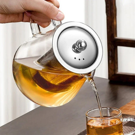 Hjemix | 450ml-950ml Varmeresistente Glass Tekanne – Rustfritt Stål Te-sil, Blomstekanne for Kung Fu Te-servise, Puer- og Oolong-te