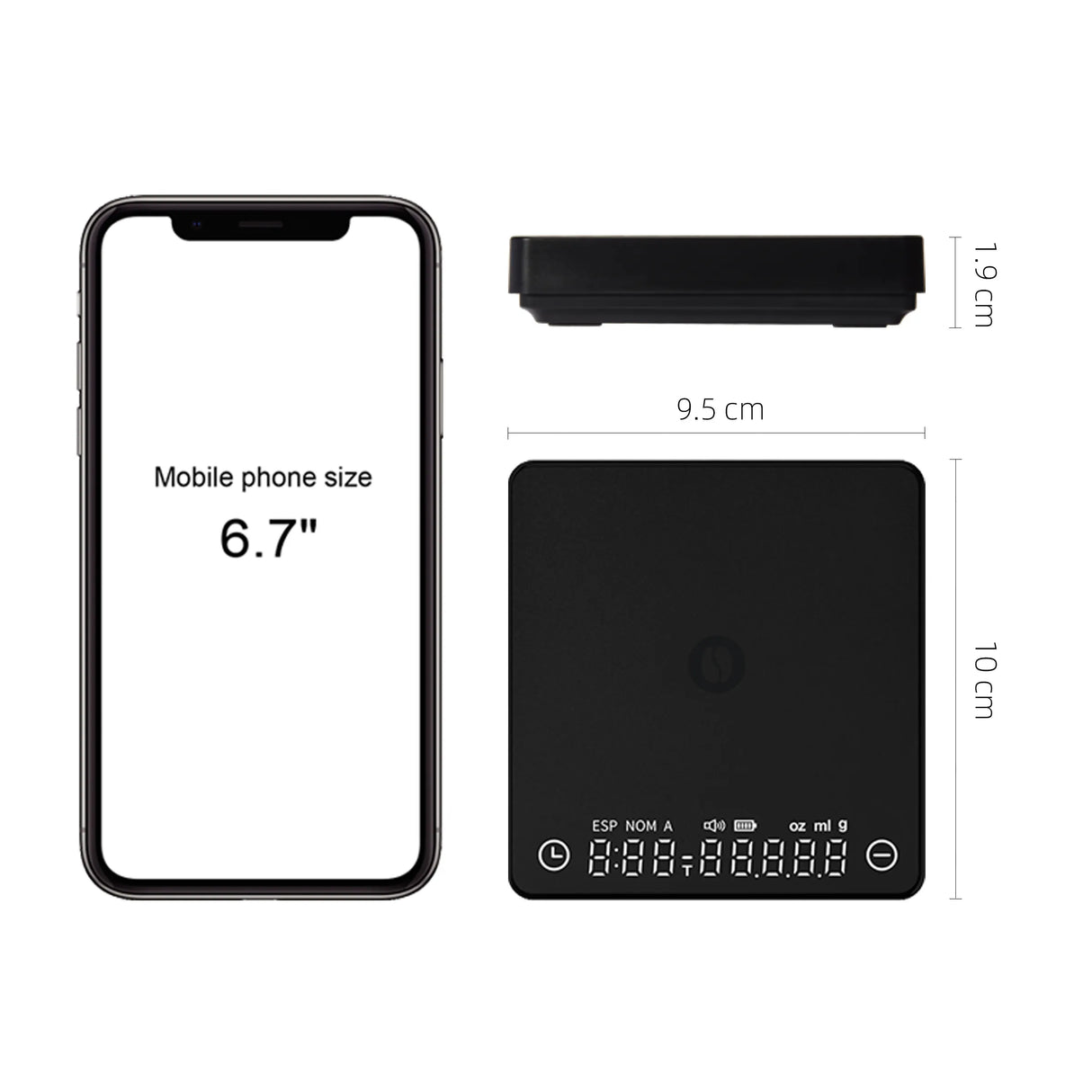 Hjemix | SearchPean Tiny/Tiny2s Espresso Kaffekjøkkenvekt, Mini Smart Timer, USB, 2 kg/0.1 g/oz/ml, gratis frakt, gave til mann og kvinne