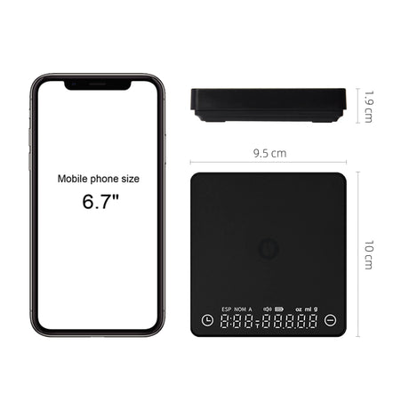 Hjemix | SearchPean Tiny/Tiny2s Espresso Kaffekjøkkenvekt, Mini Smart Timer, USB, 2 kg/0.1 g/oz/ml, gratis frakt, gave til mann og kvinne