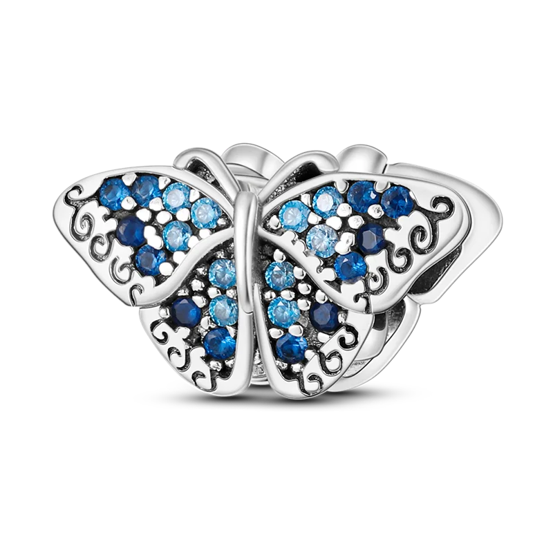 Hjemix | 925 Sølv Gylden Leopard Charms Perler Fargerik Kameleon Nesehorn Løve Skarabé Katt Anheng Kompatibel med Original Pandora Armbånd Smykker