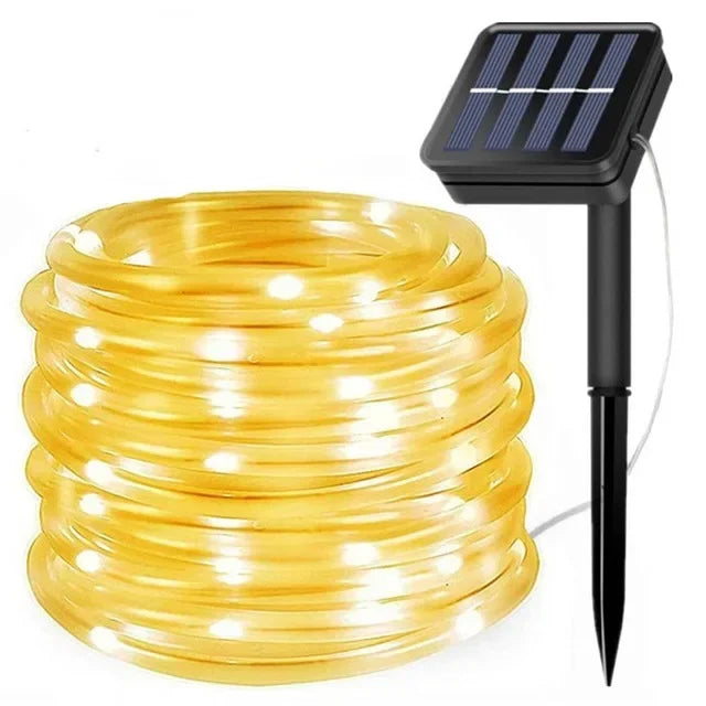 Hjemix | LED solcelle string lys - utendørs vanntette lys for jul, hage, plen, trær, gjerde og sti dekor