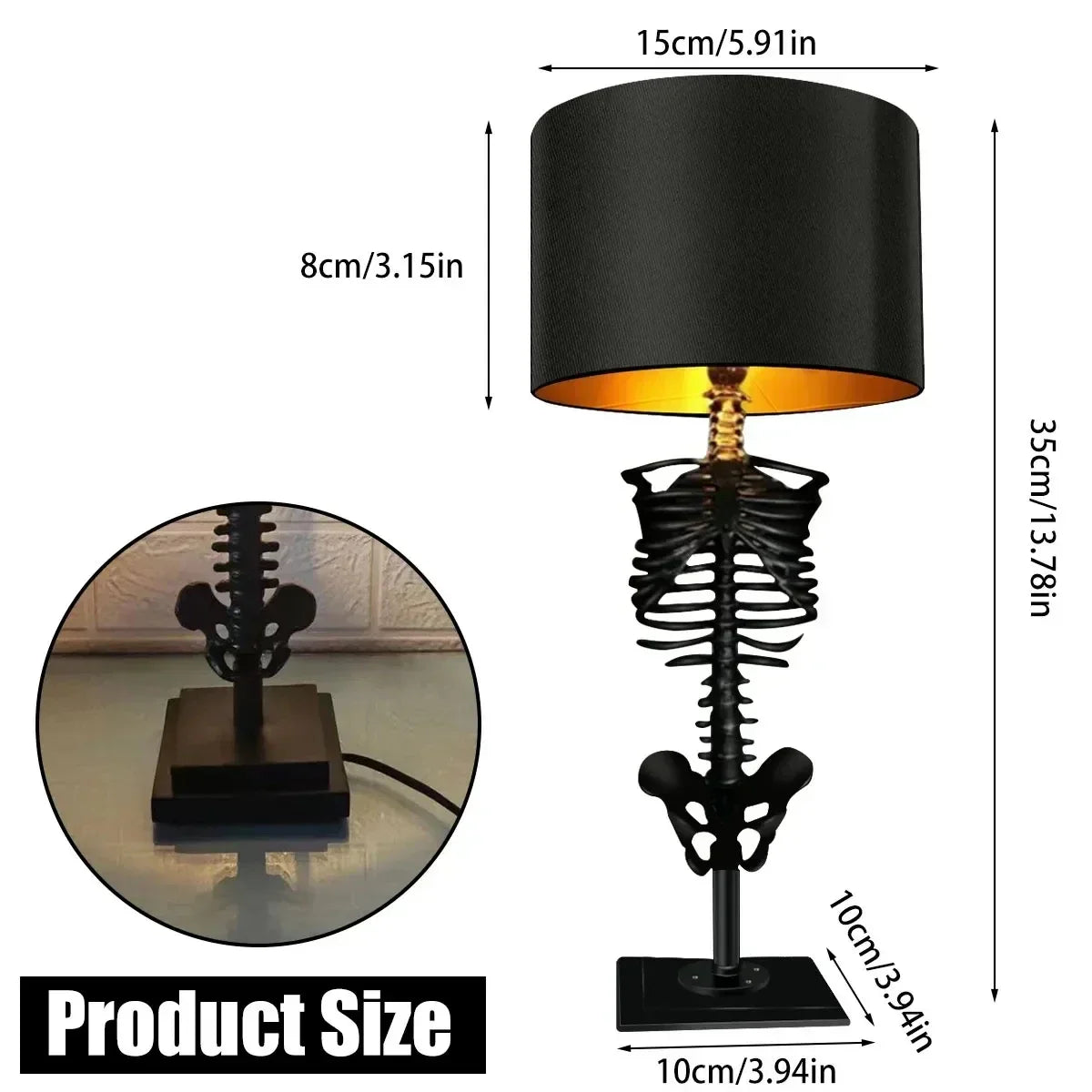 Hjemix | Hodeskalle bordlampe skjelett skrekk 3D statue kreativ festpynt rekvisitt halloween dekorasjonslampe atmosfære lampe nattlys