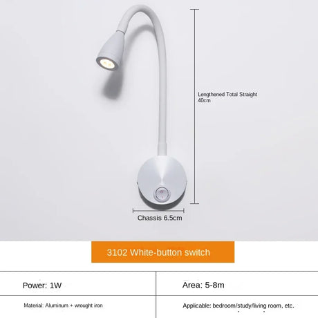 Hjemix | Allsidig LED Vegglampe: Moderne, Fleksibel, Perfekt for Lesing i Sengen