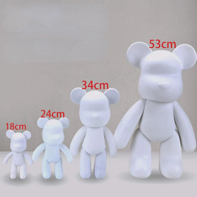 Hjemix | Graffiti Malt Fluide Voldsom Bamse Hvit Kropp Ornamenter DIY Håndlaget Personlig Modell Hjemme Skrivebordsdekorasjon Tilbehør Ny