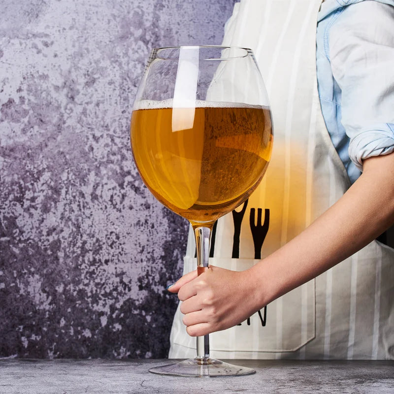 Hjemix | Huge 106 Oz Wine Glass and Beer Mug Combo - 3000ML Extra Large Crystal Glass for Parties, Weddings, and Celebrations