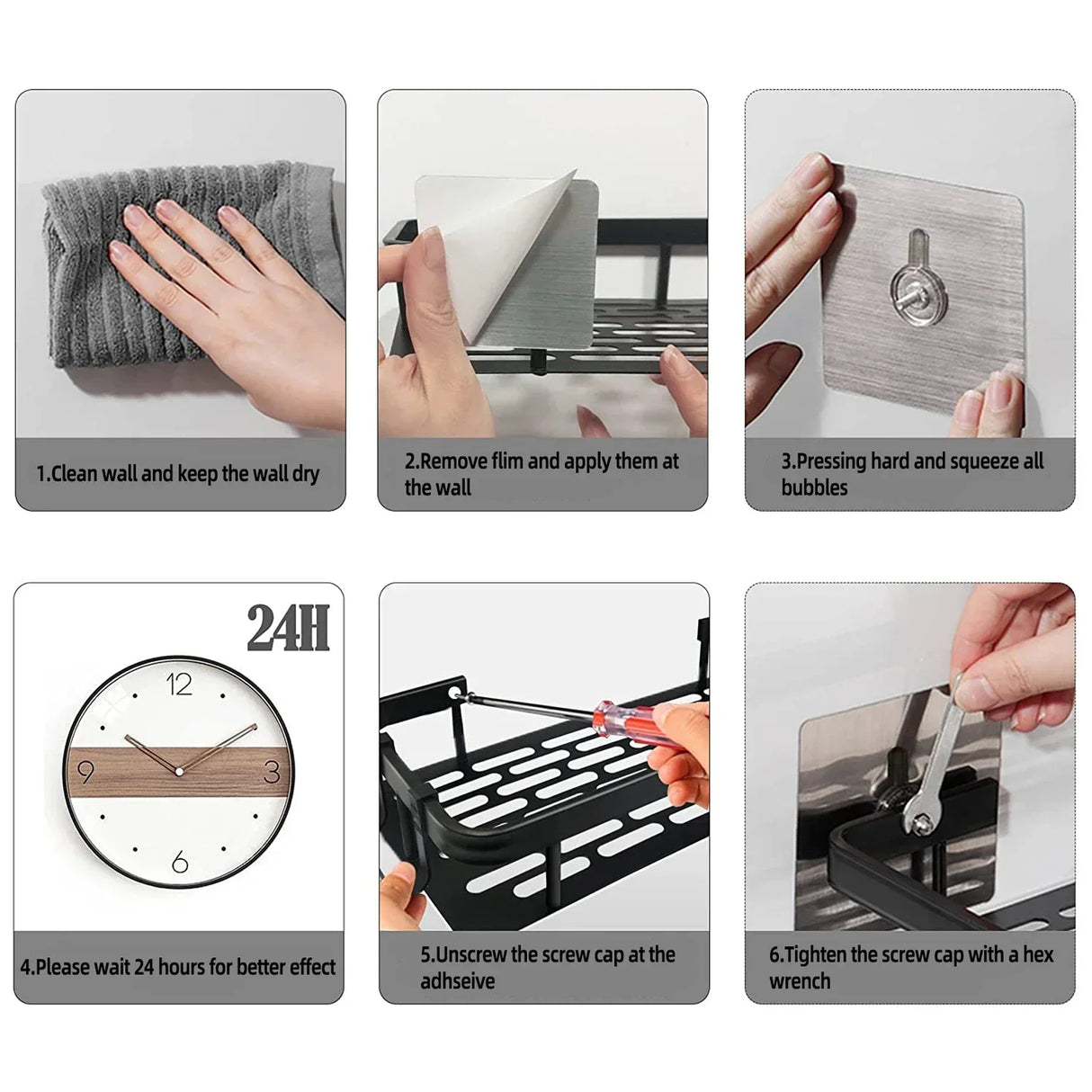 Hjemix | Veggmontert badoppbevaringsholder: Ingen boremaskin hjørneskap dusjholder - WC sjampo-organisator, baderomsutstyrhyller