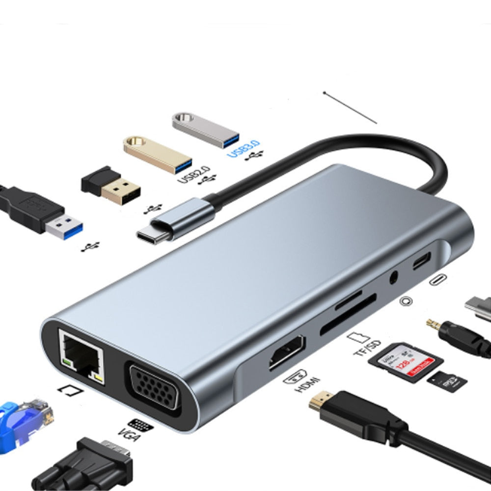 Hjemix | Thunderbolt 3 USB-C Hub med HDMI, PD, SD/TF for MacBook Air M1 og iPad Pro