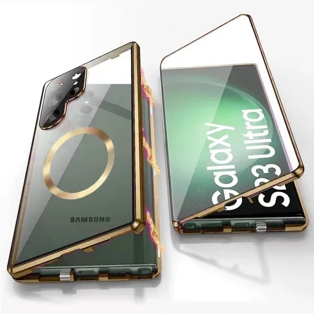 Hjemix | Metall Aluminiumlegering 360-deksel med sikkerhetslukking for Samsung Galaxy S24-S23 Serie
