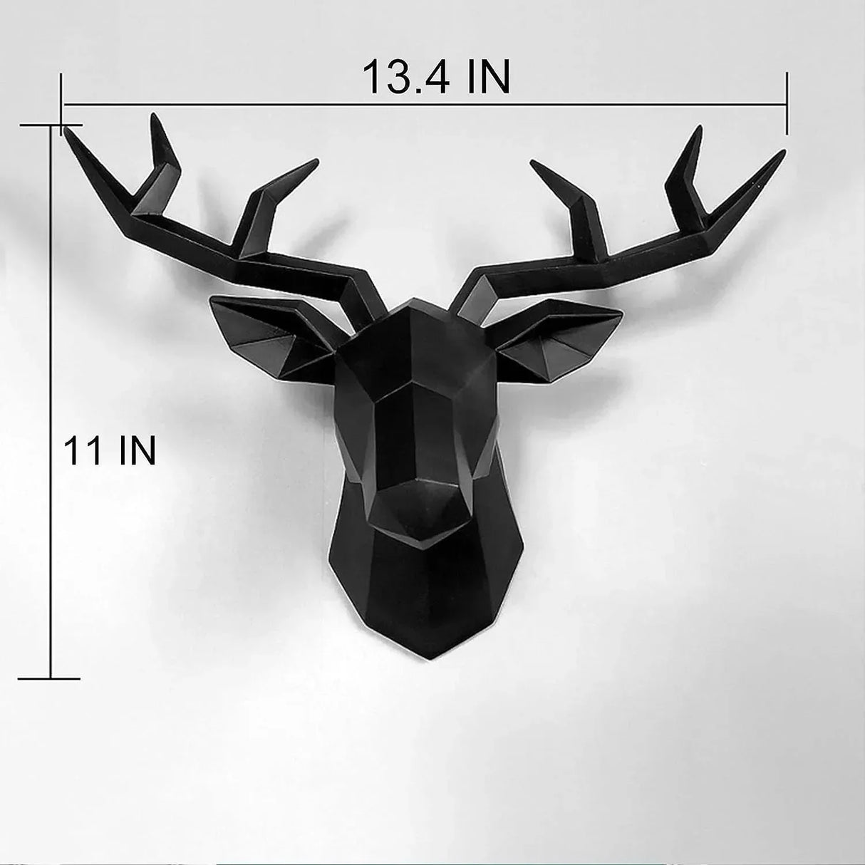 Hjemix | 3D-Hjortehode Skulptur, geometrisk harpiks, dyrehjortehode veggdekorasjon, moderne hjemmedekor, luksuriøs dekorativ veggdekor