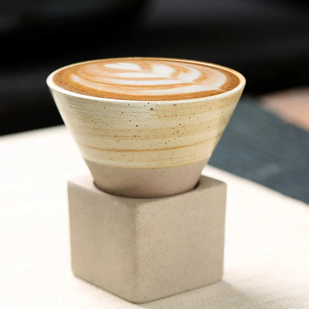 Hjemix | Japansk kaffekopp med fat, 1 stk, retro keramisk tekopp, krus, latte, espresso, pull0, blomster cappuccino, ny keramikkopp, 100 ml/3,5 oz