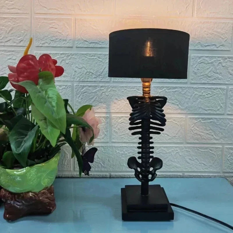 Hjemix | Hodeskalle bordlampe skjelett skrekk 3D statue kreativ festpynt rekvisitt halloween dekorasjonslampe atmosfære lampe nattlys