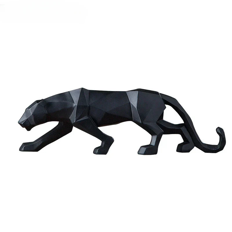 Hjemix | Panther Statue, Dyrefigur, Abstrakt Geometrisk Stil, Harpiks, Leopard Skulptur, Hjemmekontor, Skrivebord Dekorasjon, Håndverk