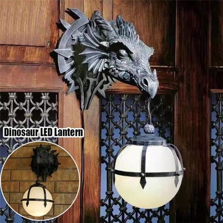 Hjemix | LED-lanterne med dragehode laget av harpiks for unik Halloween-dekorasjon