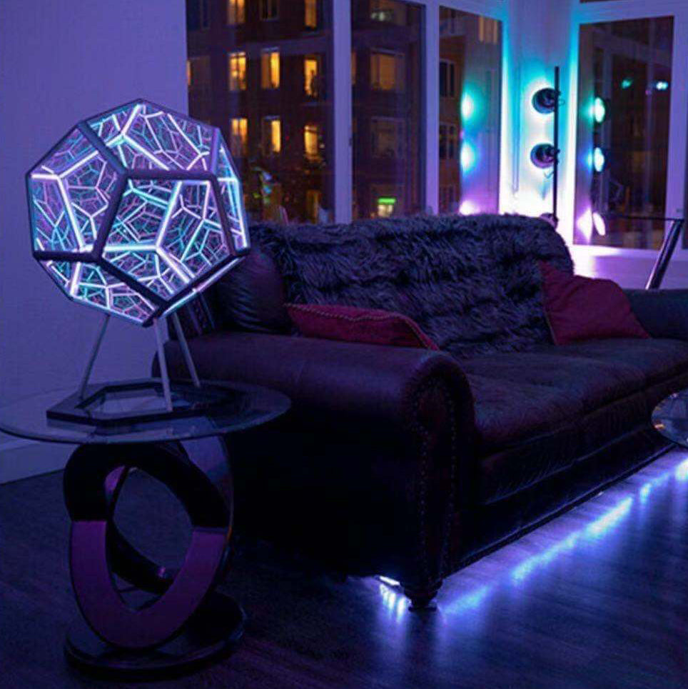 Hjemix | Infinity Dodecahedron LED Nattlys Kunst Bordlampe