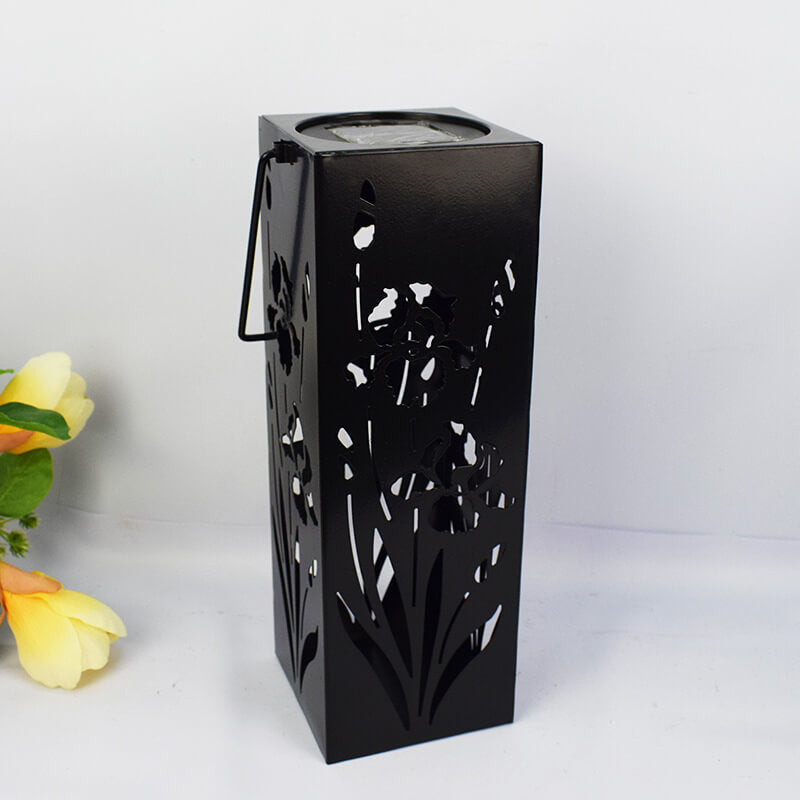 Hjemix | Solar Butterfly Rose Pattern Hollow Column LED Utendørs Vanntett Dekorativ Lampe