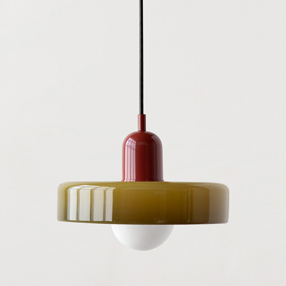 Hjemix | Pendellampe laget av farget glass | Elegant hengelampe i Bauhaus-stil | Designlampe for stue og spisestue