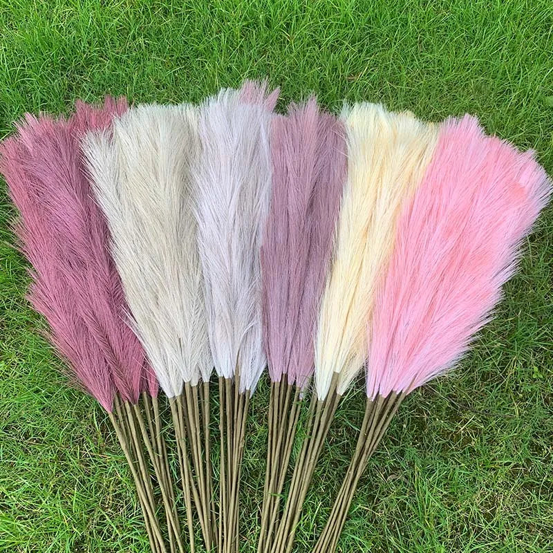 Hjemix | 5 stykker 100 cm Kunstig Pampasgress Tørket Blomsterbukett Bryllup Fest Dekorasjon Hjem Rom DIY Kunstige Planter Dekorasjonsmateriell