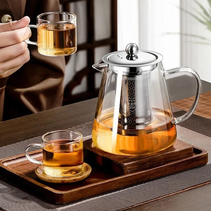 Hjemix | 450ml-950ml Varmeresistente Glass Tekanne – Rustfritt Stål Te-sil, Blomstekanne for Kung Fu Te-servise, Puer- og Oolong-te