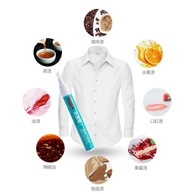 Hjemix | Magic Flekkfjerner Stift - Bærbar, Vaskefri Løsning for Klesflekker, Ideell for Olje og Rødvin på T-skjorter