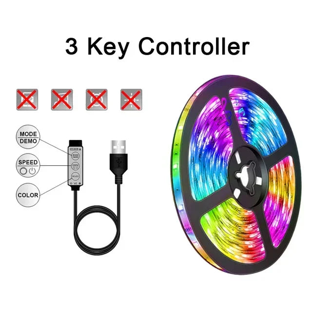Hjemix | USB RGB LED Strip Lyskilder med Appkontroll for Rom & TV Bakgrunnsbelysning Dekor
