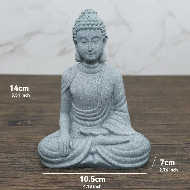 Hjemix | Buddha Stein Statue Liten Buddhiste Munker Tibetansk Buddhisme Figurer Zen Hage Ornament Meditasjon Hjem Akvarium Dekorasjon