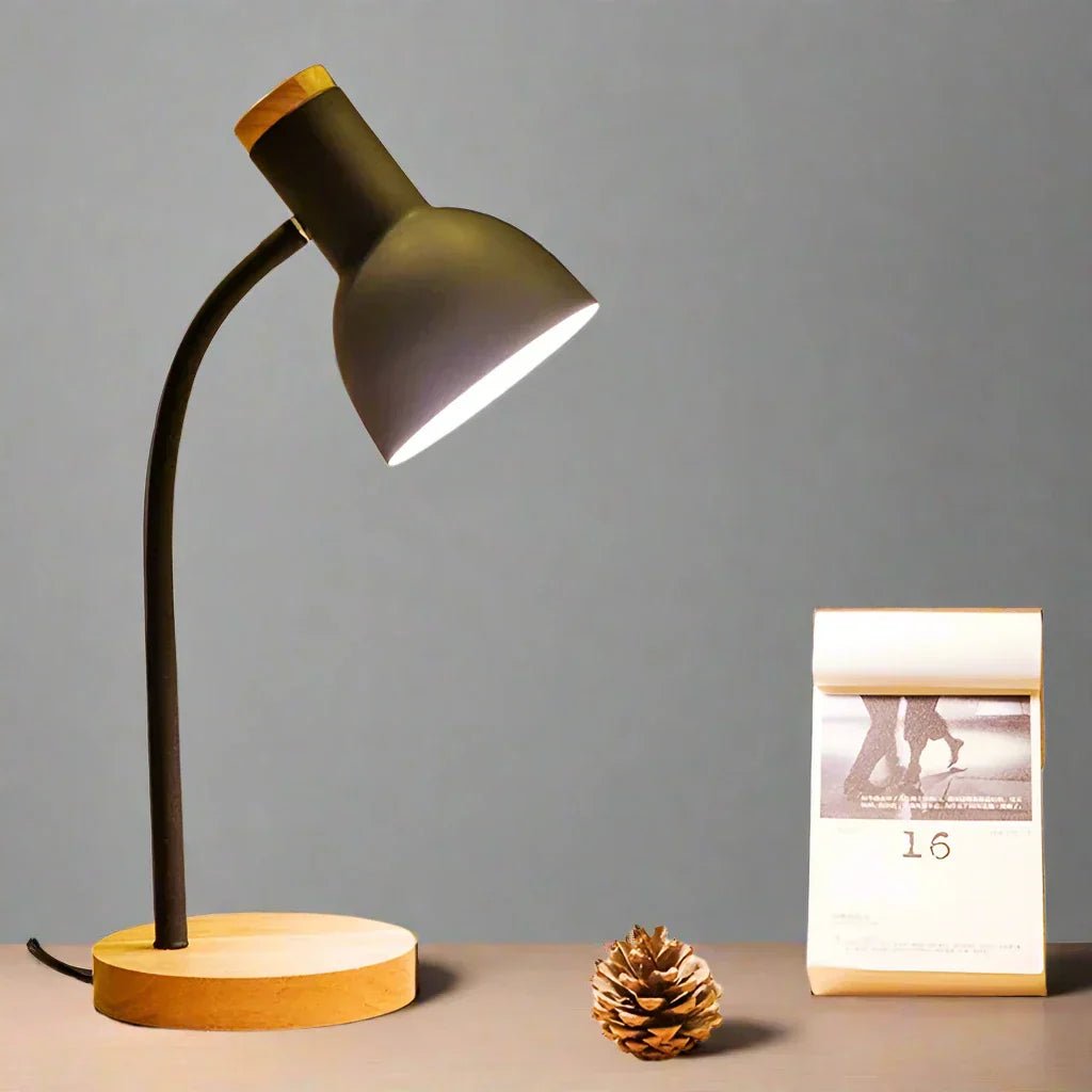 Hjemix | Høst og vinter belysning | Nordisk kreativt trekunst jern LED skrivebordslampe - Moxie