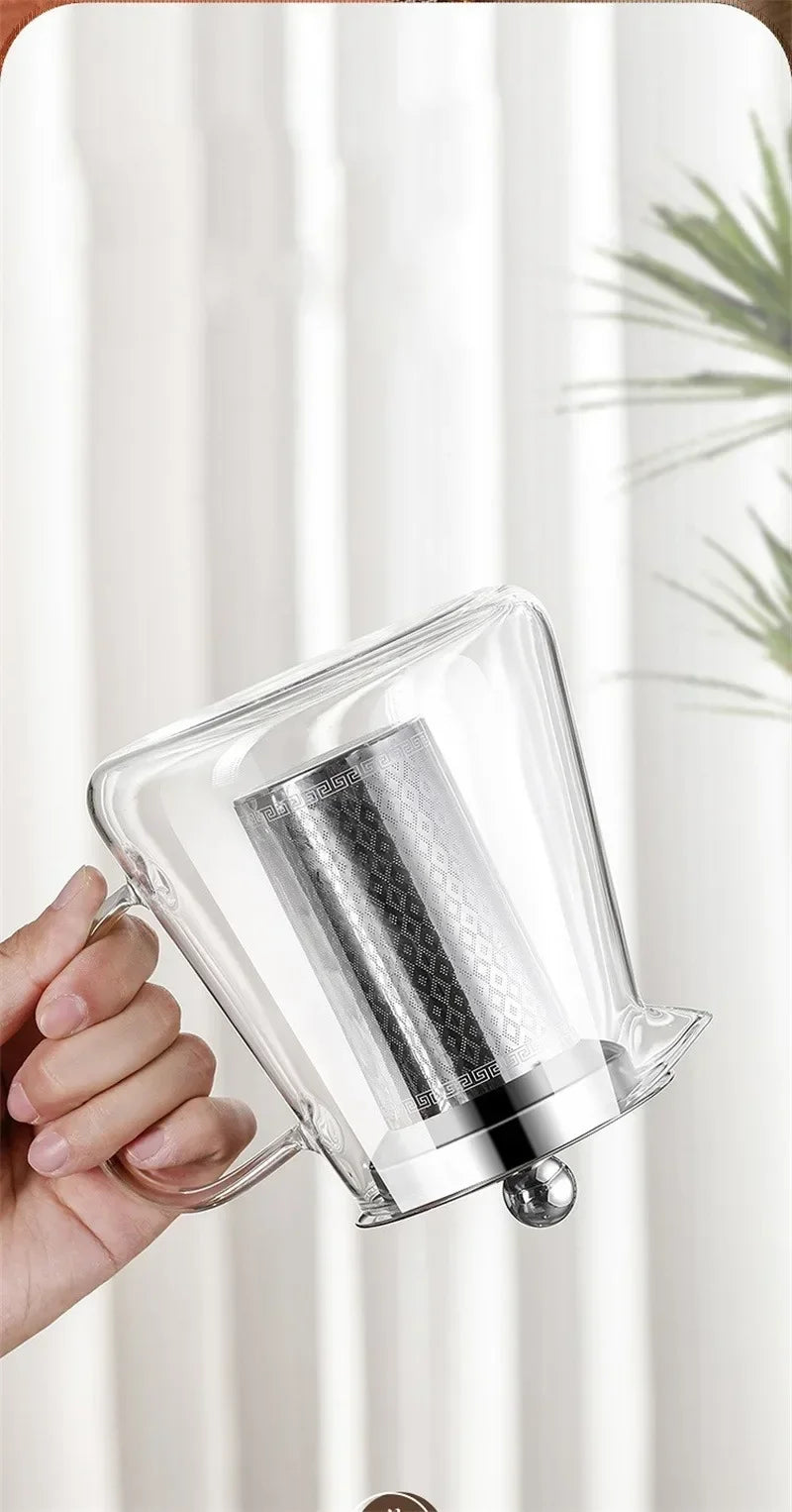 Hjemix | 450ml-950ml Varmeresistente Glass Tekanne – Rustfritt Stål Te-sil, Blomstekanne for Kung Fu Te-servise, Puer- og Oolong-te