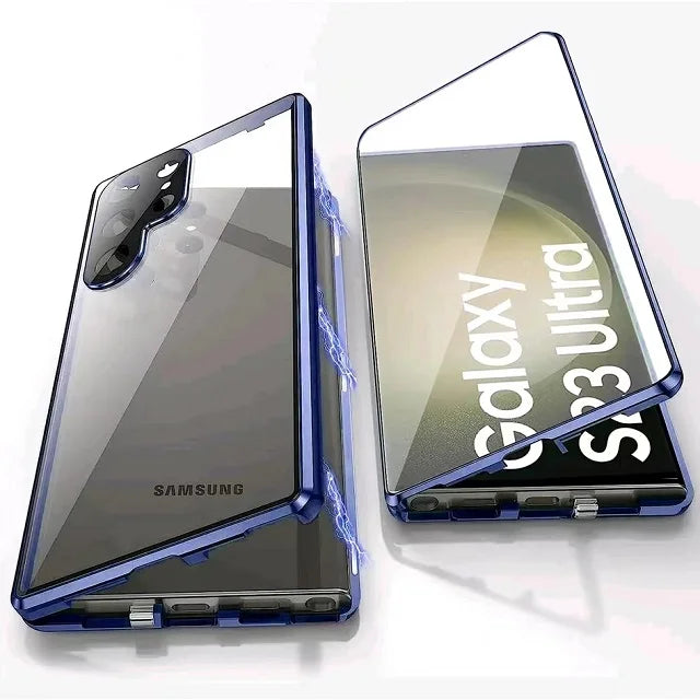 Hjemix | Metall Aluminiumlegering 360-deksel med sikkerhetslukking for Samsung Galaxy S24-S23 Serie