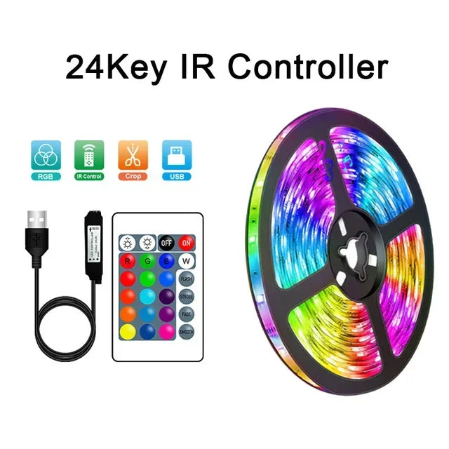 Hjemix | USB RGB LED Strip Lyskilder med Appkontroll for Rom & TV Bakgrunnsbelysning Dekor