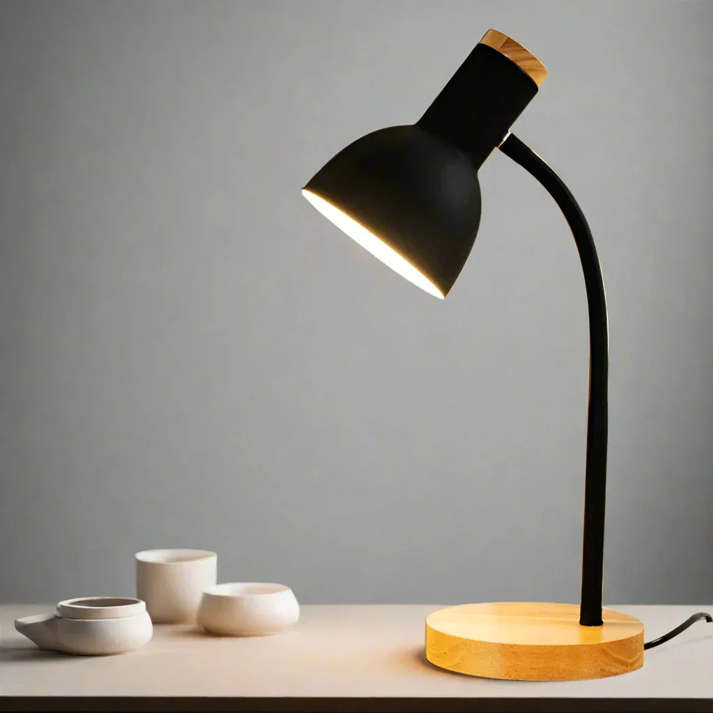 Hjemix | Høst og vinter belysning | Nordisk kreativt trekunst jern LED skrivebordslampe - Moxie
