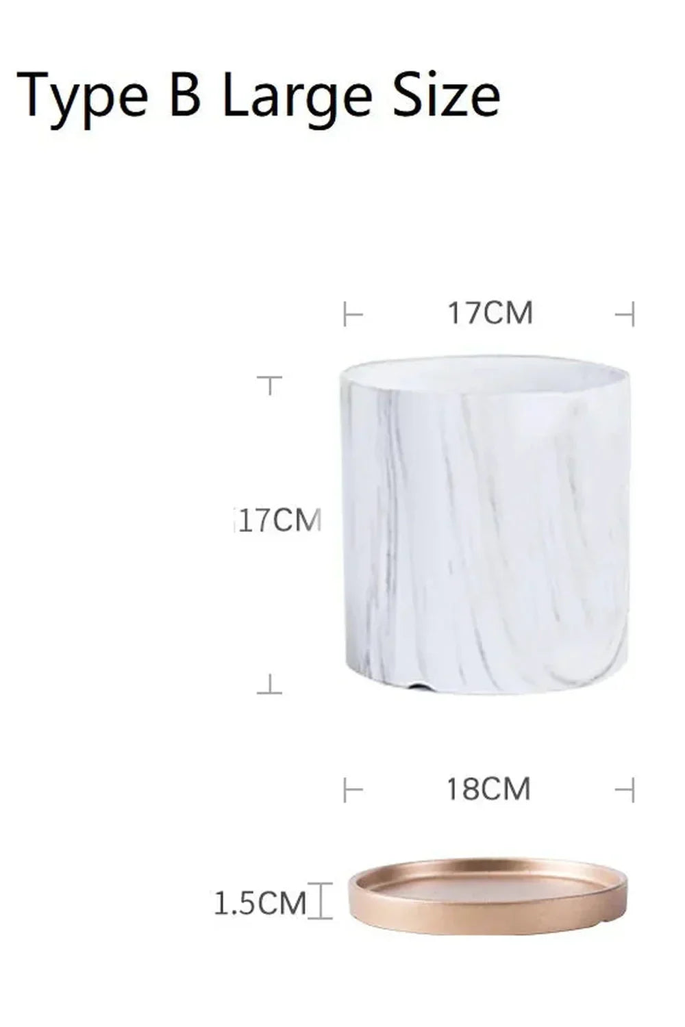 Hjemix | Marmor Gullblad Plantepotte Sett